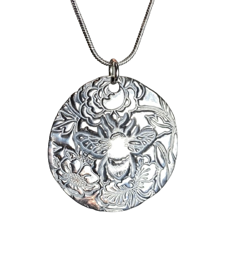 Handmade Silver Floral Bee Pendant