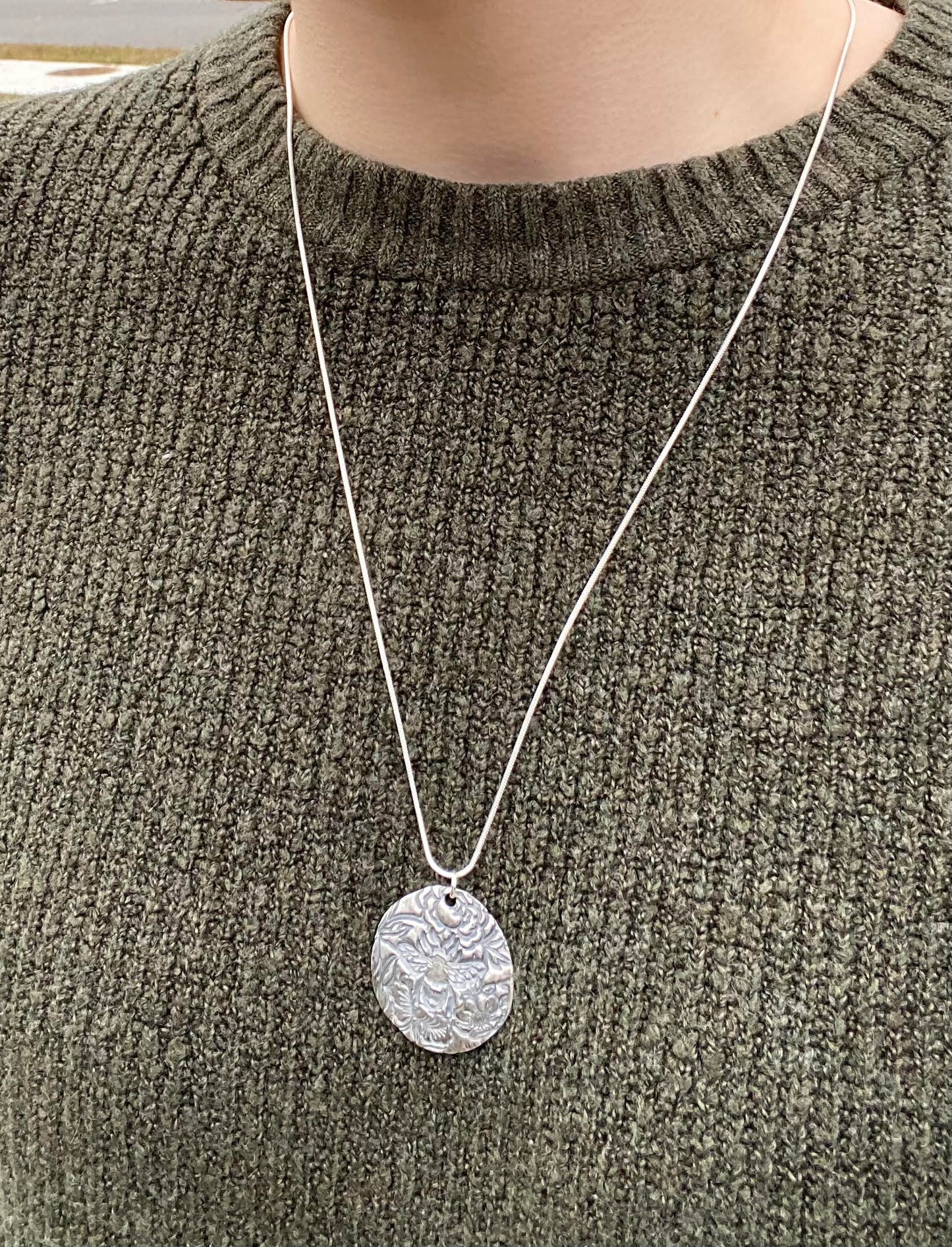 Handmade Silver Floral Bee Pendant