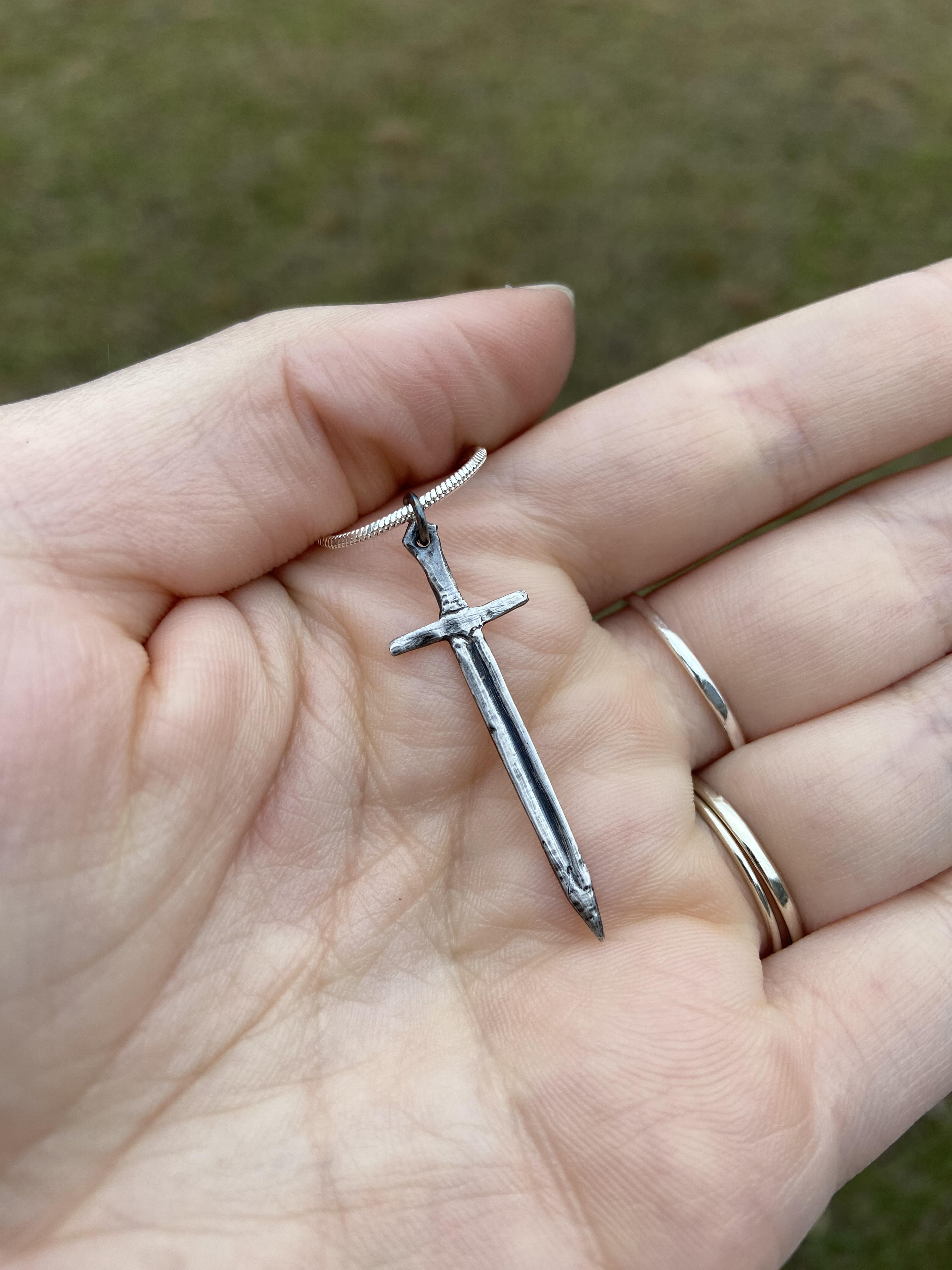 Silver deals sword pendant